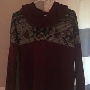 Aztec Sweater with Cowl Neck